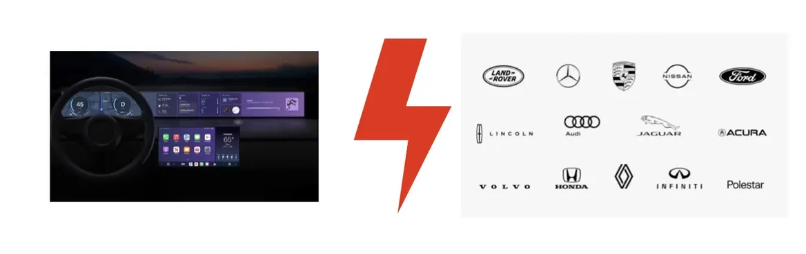 A car interface and a bunch of car manufacturer logos