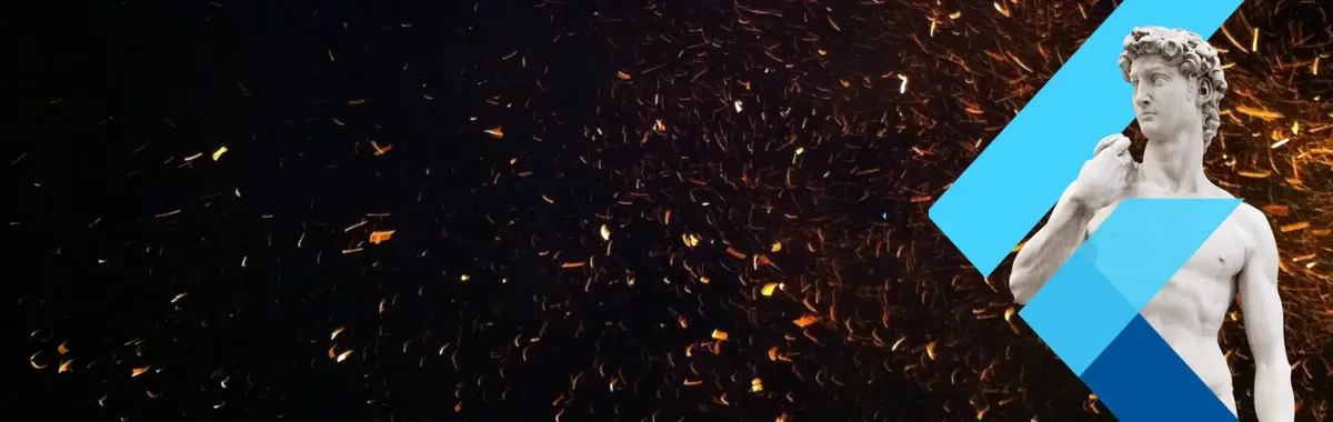 David Sculpture with Flutter Logo