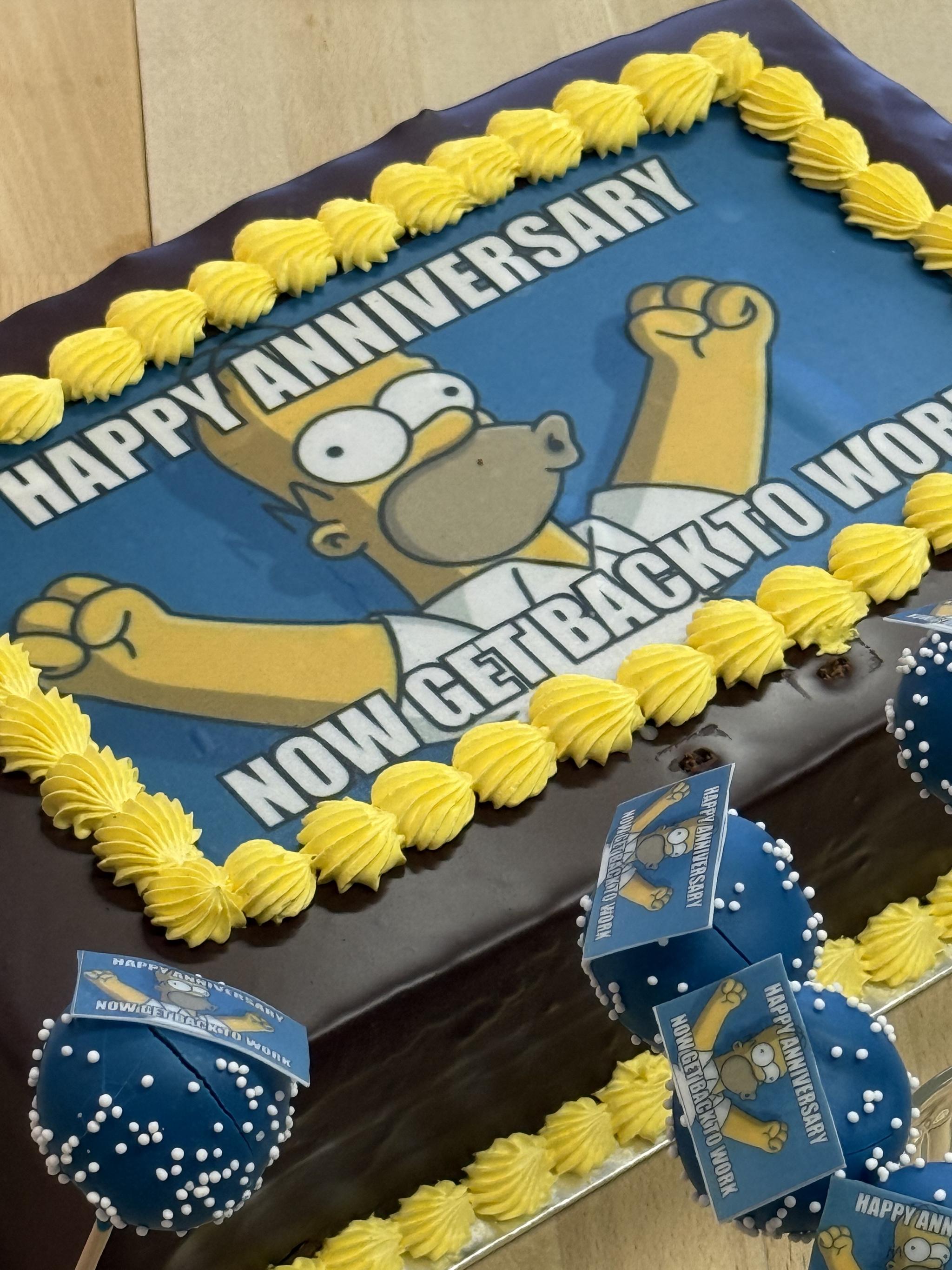 Homer Simpson Cake - Happy Anniversary. Now get back to work!