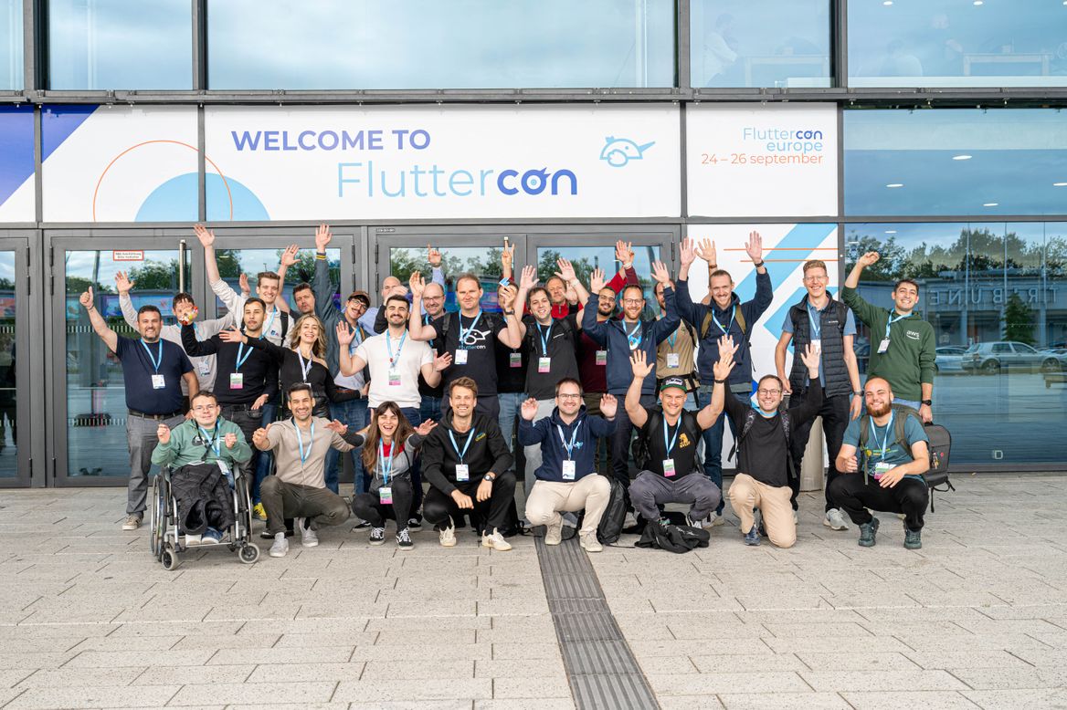 Group of Speakers in front of Fluttercomn Europe 2025