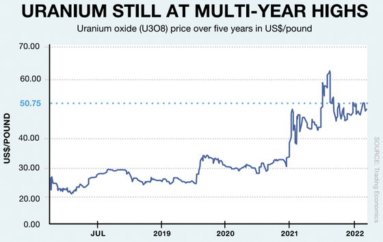 uranium price nov 22