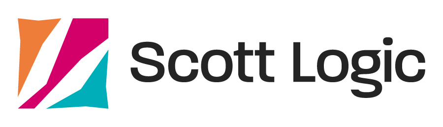 Logo of Scott Logic with a stylized, colorful emblem on the left and the company name in black text on the right.