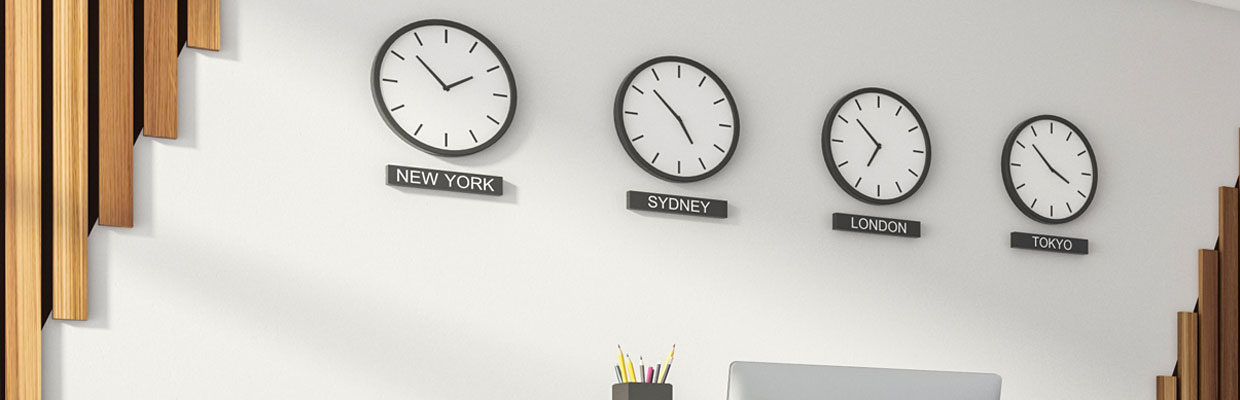 Wall Clocks hanging in office