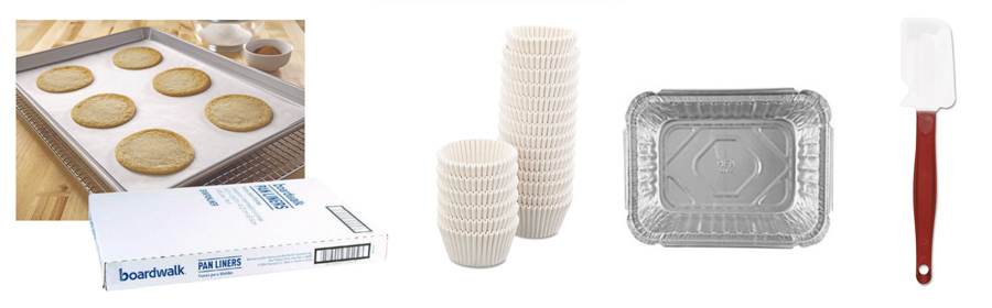 Baking Sheet, Cupcake Liners, Spatula