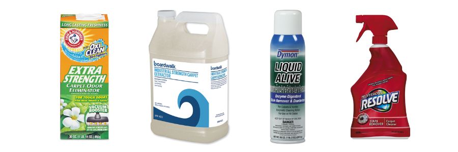 Arm & Hammer, Boardwalk, Dymon, Resolve Carpet Cleaner