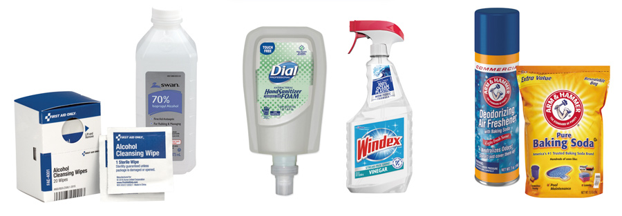 Rubbing Alcohol, Sanitizer, Baking Soda Cleaning