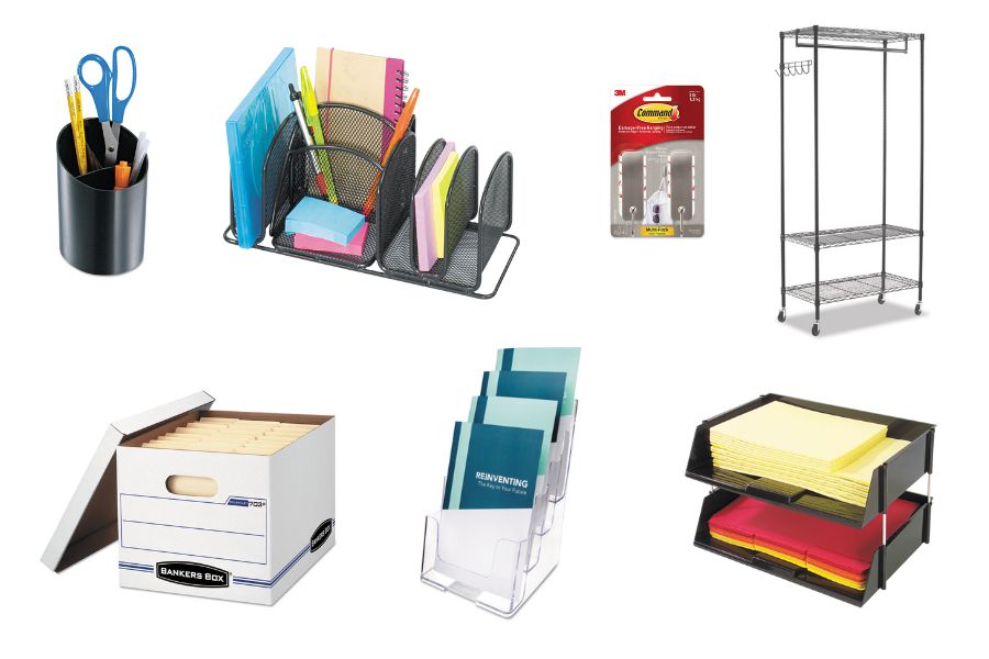 Desk Organizers, Hanging Hooks, File Folders and Literature Rack