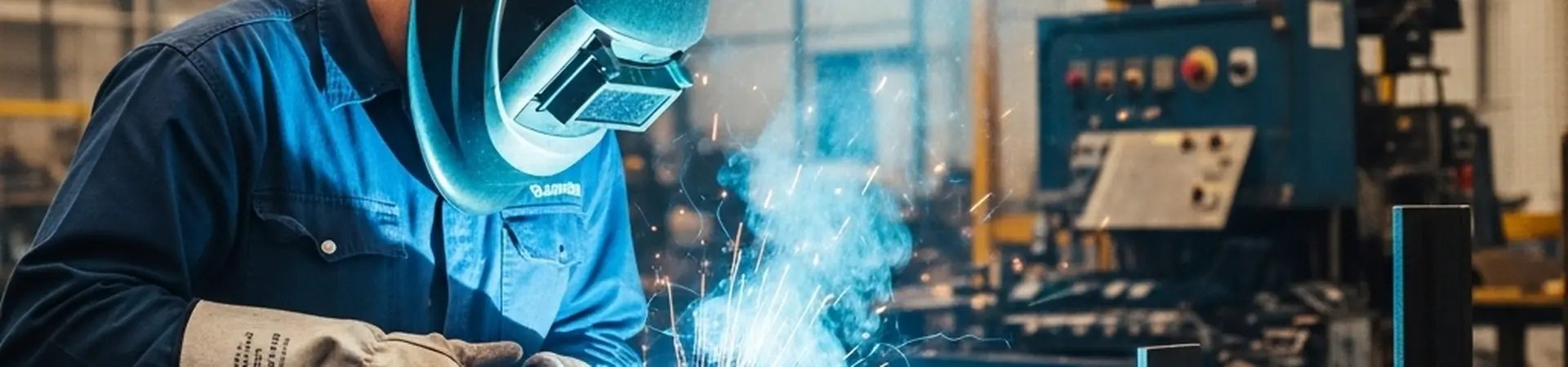Afbeelding waarin een lasser een metalen constructie aan het samenstellen is