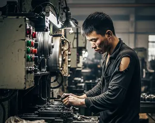 Werknemer met kleerscheuren aan het werk
