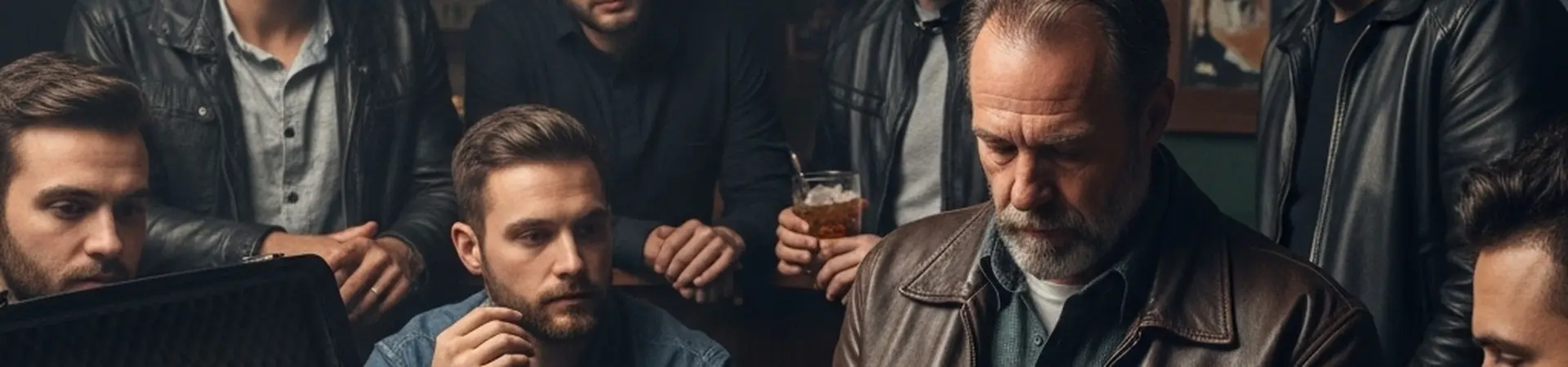 Een man met een koffer vol geld met hieromheen meerdere mensen die bekijken hoe het geld geteld word