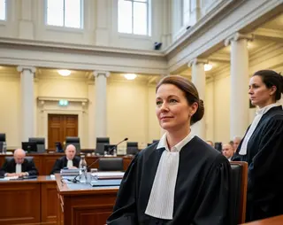 Vrouwelijke rechter in rechtbank