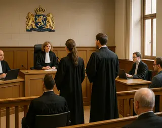 Een zitting in een Nederlandse rechtszaal.