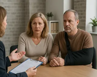 Man en vrouw zitten aan tafel en krijgen nieuws