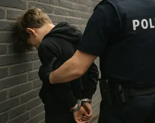 Politie heeft een jongen in boeien gelegd.