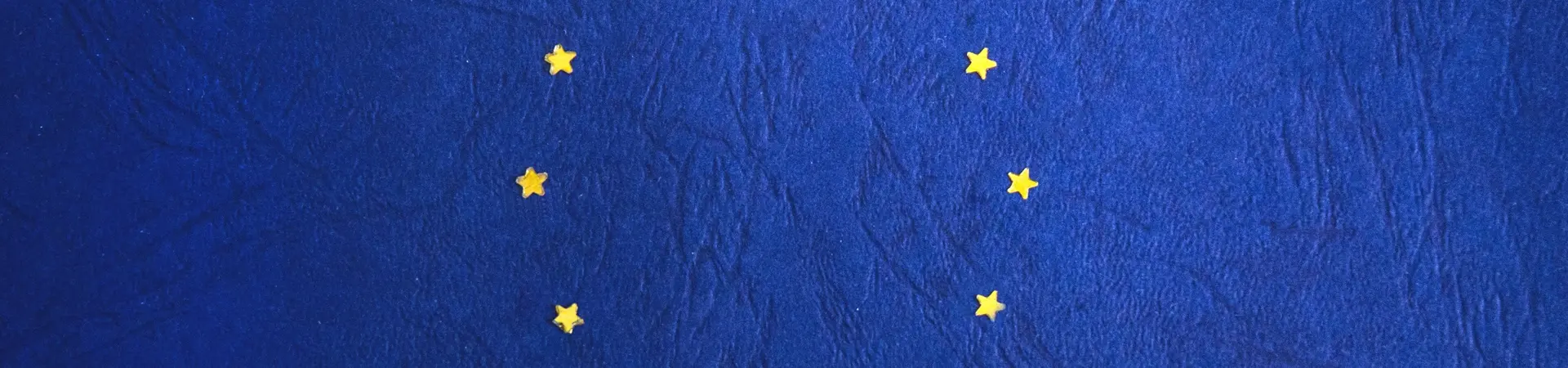 11 gele sterren in een cirkel op een blauwe achtergrond