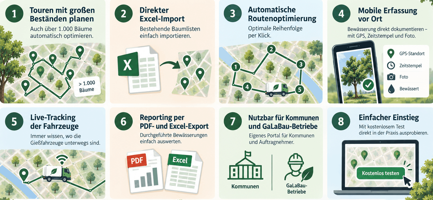 Tourenplanung xRouten für Baumbewässerung