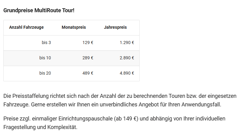 MultiRoute Tour Preise