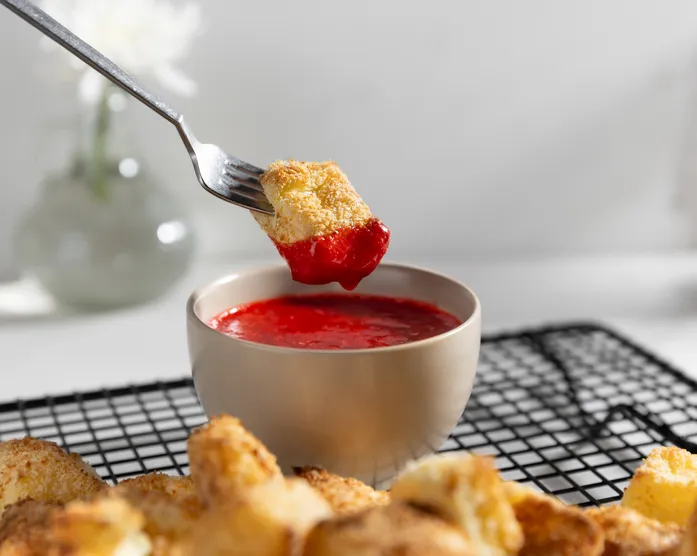 Pudding Bites / mit Erdbeerdip
