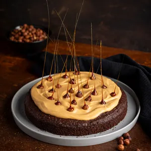 Browniekuchen mit karamellisierten Haselnüssen / Weihnachtskuchen mit Karamellcreme