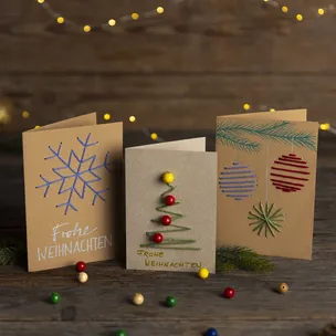 Gestickte Weihnachtskarten / DIY
