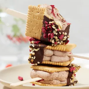 Schoko Himbeer Sandwich Eis