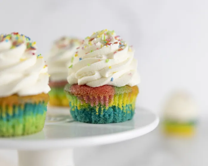 Papageien-Cupcakes / Bunte Muffins mit Quarkcreme-Topping