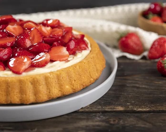 Erdbeerkuchen wie von Oma / mit selbstgemachtem Vanillepudding