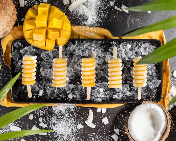 Kokos-Mango Popsicle / Eis am Stiel / vegan