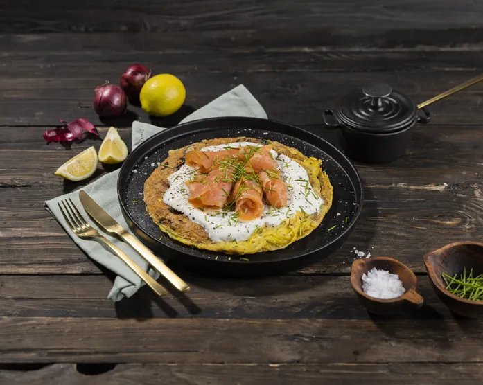 Rösti Omelett mit Lachs / Sallys 5 Minuten