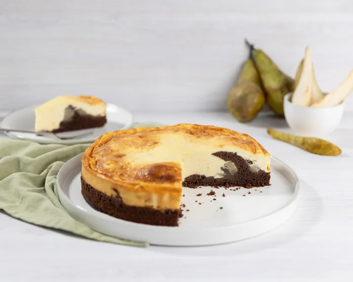 Schoko Birnen Kuchen mit Schmand
