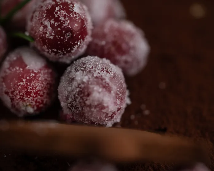 Gezuckerte Cranberries / Tortendekoration zu Weihnachten