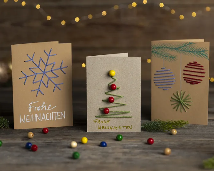 Gestickte Weihnachtskarten / DIY