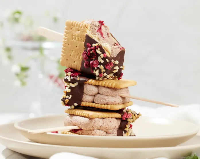 Schoko Himbeer Sandwich Eis