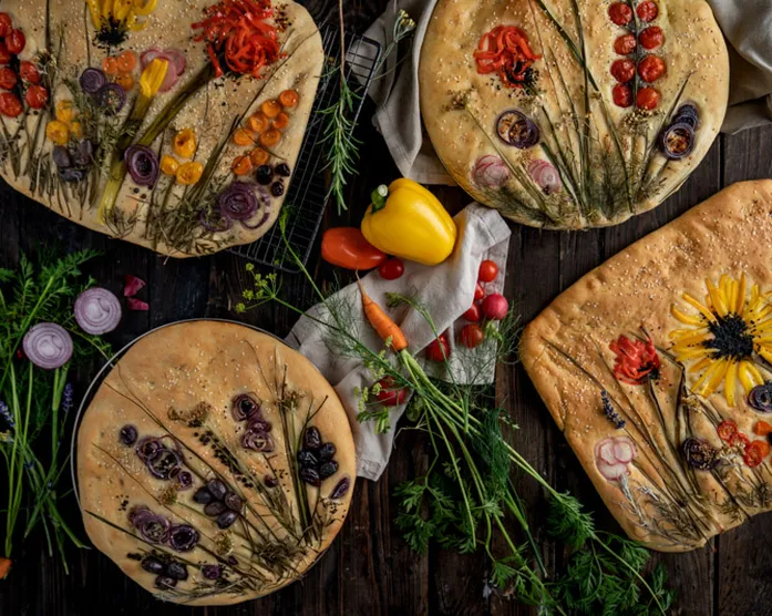 Focaccia Garden / Brot mit Gemüse & Kräutern