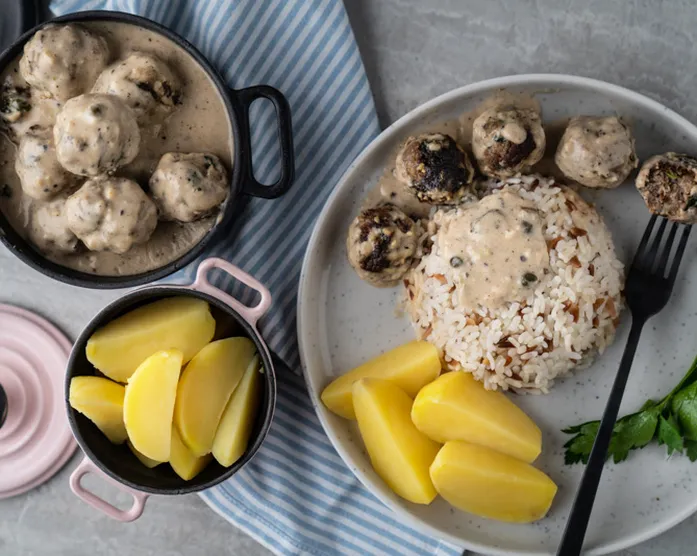 Königsberger Köfte mit Pellkartoffeln
