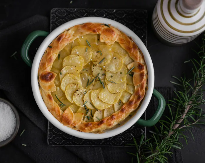 Kartoffelgratin mit Zopfmuster