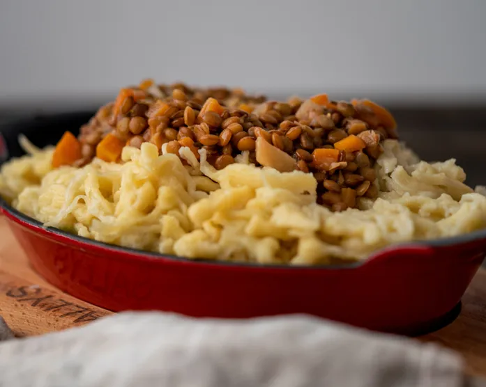 One Pot Schwäbischer Eintopf / Linseneintopf mit Spätzle / Saure Linsen
