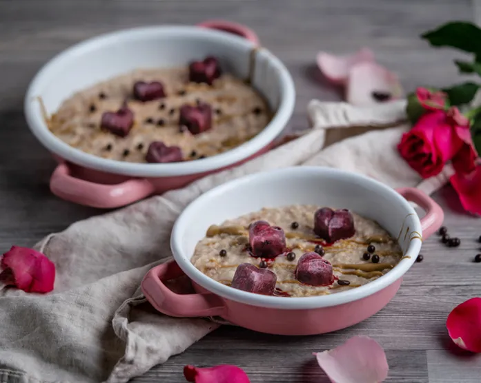 Herzchen Porridge zum Valentinstag