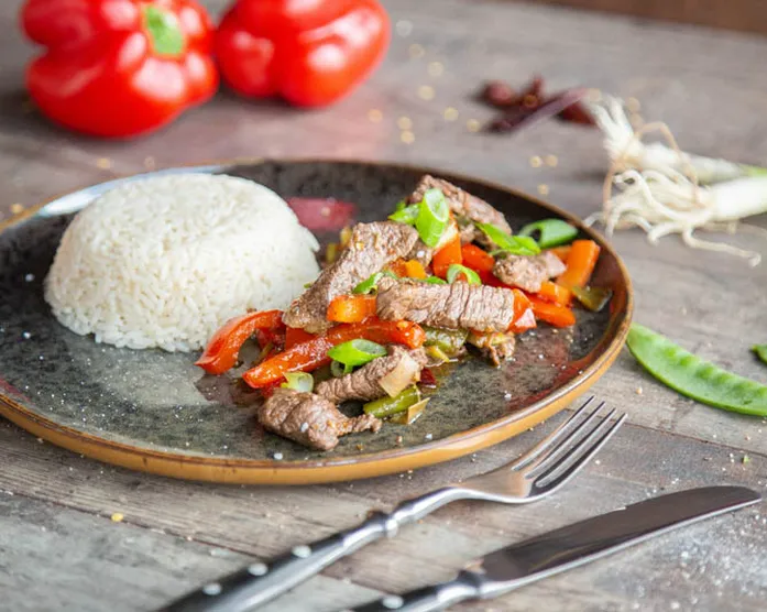 Rinderfilet mit Reis