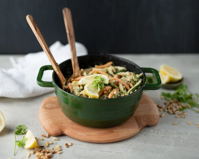 Pasta mit einfachem Zitronenpesto und Bohnen / Fusilli tricolore