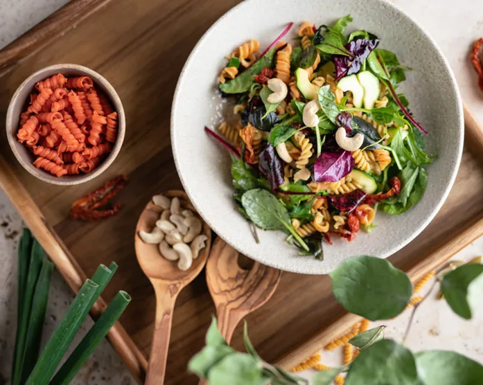 Sommerlicher Nudelsalat / glutenfrei