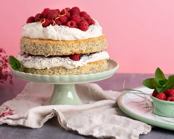 Himbeer-Zitronentorte / naked cake