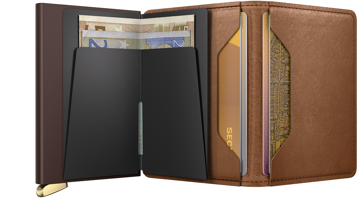 Premium Slimwallet Emboss Lines Cognac + - US