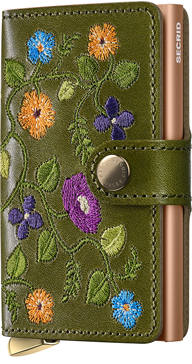 Premium Miniwallet Stitch Floral Olive +