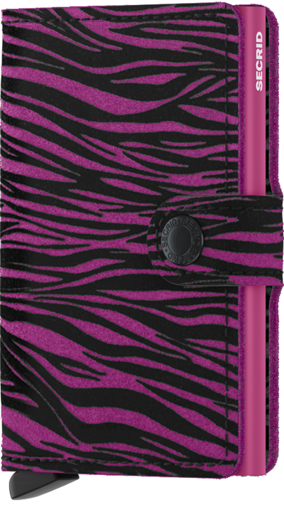 Front view image of miniwallet-zebra-fuchsia wallet