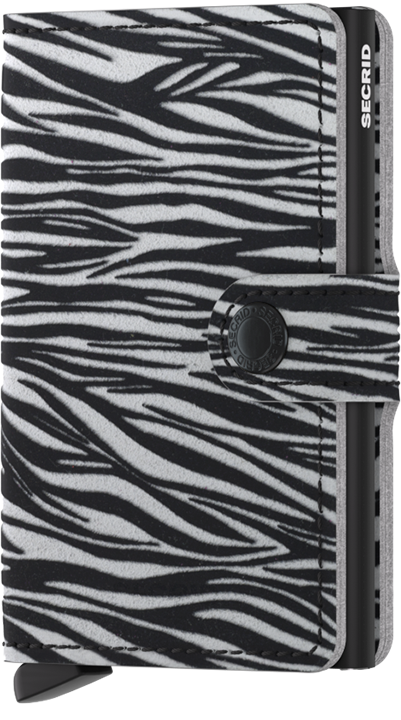 Front view image of miniwallet-zebra-light-grey wallet