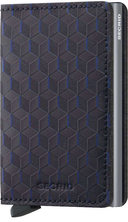 Front view image of slimwallet-optical-black-titanium wallet