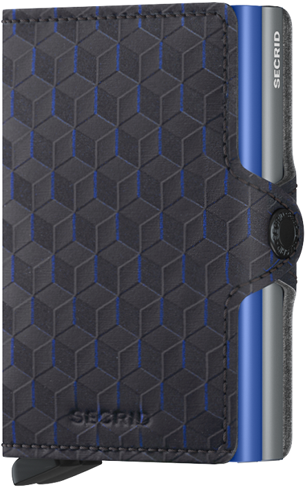 Front view image of twinwallet-optical-titanium-blue wallet