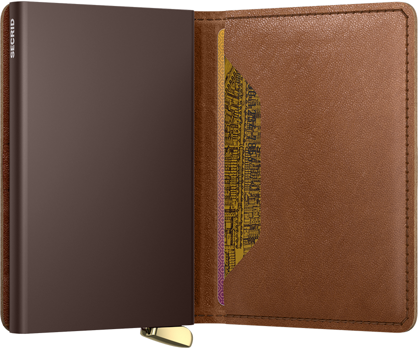 Premium Slimwallet Emboss Lines Cognac + - US