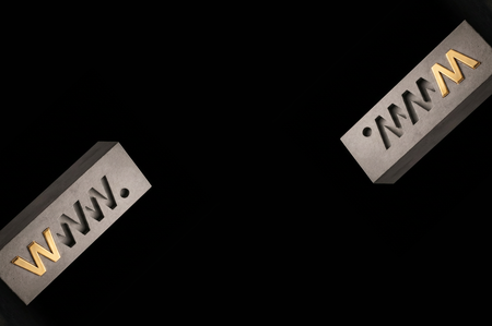 Two 3D blocks with the letters "WWW" in gold, positioned diagonally in opposite corners on a black background.